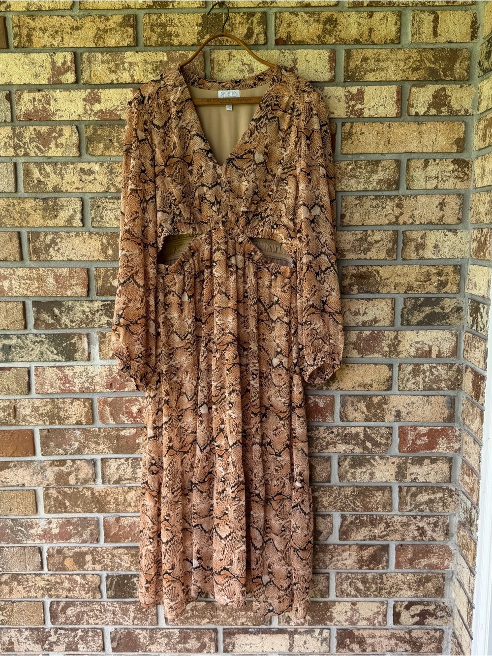 Sofia Jeans Dress Size XL Faux Snakeskin Open Sides Beautiful Condition!